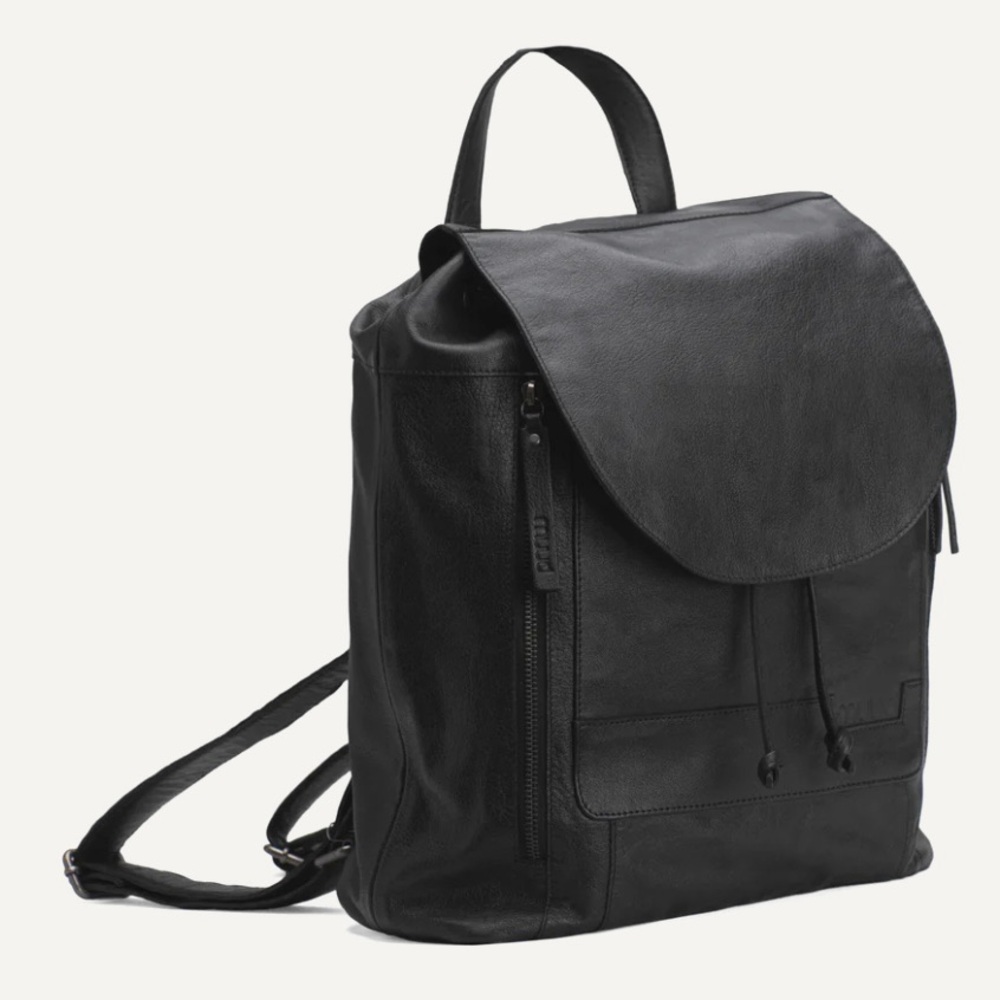 Muud Black Gimo Leather Backpack BNWT - Picture 3 of 13